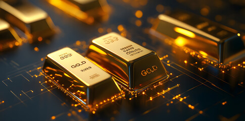 Stacks of pure gold bars