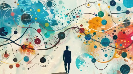 A creative representation of adult learning, showing various paths like career advancement, skill development, and personal growth