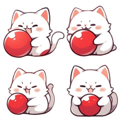 Obraz premium cute cat playing with a red ball, Generated Ai