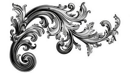Art Nouveau. Architectural Antique Corners Featuring Black-and-White Design Element with Elegant Curl