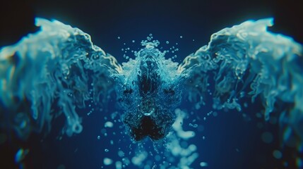 Obraz premium Elegant reflections exploring symmetry in indigo and ivory through generative ai artistry