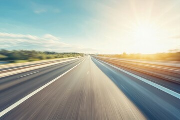 Naklejka premium Abstract asphalt blurry road with space and sunlight