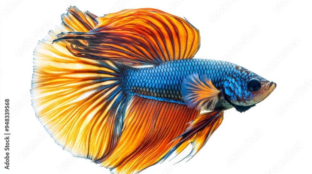 Aufkleber a high-resolution image of a betta fish swimming gracefully with its fins spread wide, showcasing it