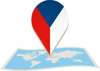 Czech Republic flag on World map