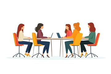Office business meeting flat illustration isolated on white background