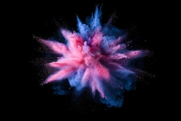 An explosion of colored powder. Abstract closeup dust on background. Colorful explosion. Holi paint.