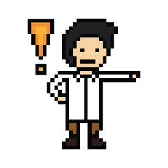 Cute pixel cartoon 8bit character man doctor or scientist game care for decoration pharmacist male doctor in hospital 8 bit male pixel art png vector.