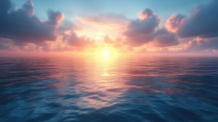 Obraz premium Calm ocean horizon with soft, warm light