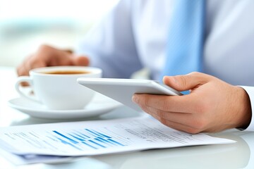 Sole Proprietor Reviewing Financial Documents in Home Office Setting