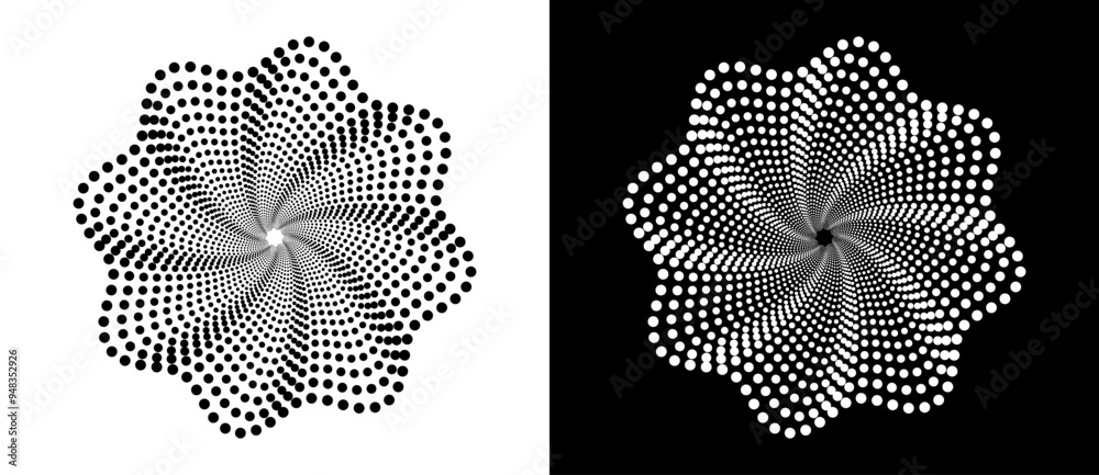 Poster modern abstract background. halftone dots like flower. can be used as logo, icon or design element. 
