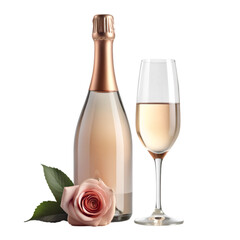 A bottle of champagne with glasses