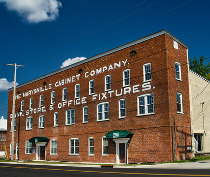 The Marysville cabinet company building, Originally the John Rausch Mfg. Co. Marysville Ohio USA 2024