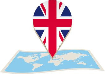 Fototapeta premium United Kingdom flag on World map