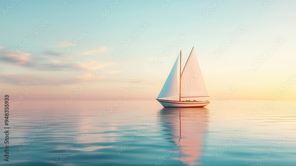 Sticker Sailboat at Sunset.