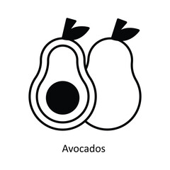 Avocados  Vector solid icon design illustration. food and drinks symbol on white background EPS 10 File 