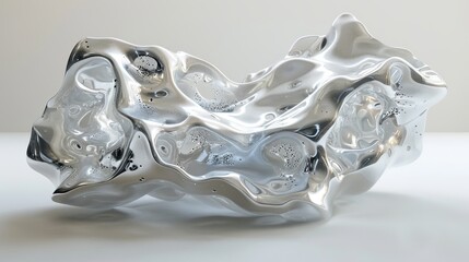 An Abstract Silver Sculpture that features a Fluid and Captivating Design Aesthetic and Charm