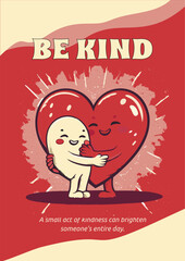 Be Kind Heart Cartoon Characters Vector Illustration