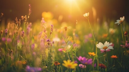 Sunlit Meadow with Wildflowers
