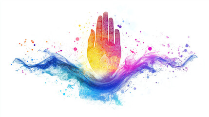 Fototapeta premium With each brushstroke of color, the hand of Fatima reminds us of the sacred journey within, where protection and guidance are ever-present