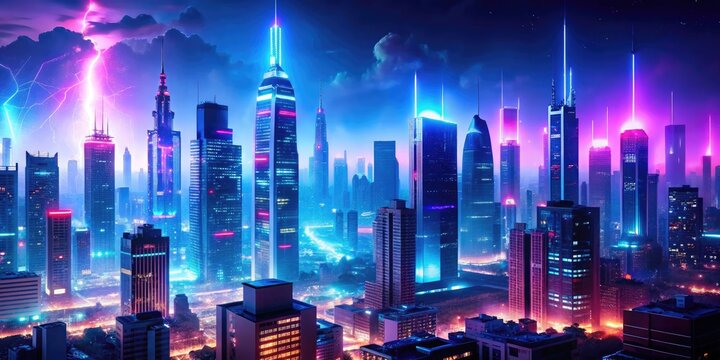 City Lights - Energetic, Electropop, Neon Lights, Blue, Purple, Nightlife