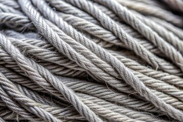 CLOSE-UP OF A GRAY TEXTILE FIBER STRUCTURE FORMING A UNIQUE ABSTRACT BACKGROUND WITH VISIBLE THREADS AND NATURAL IMPERFECTIONS.