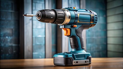 Close-up of a high-torque cordless power drill with lithium-ion battery, ergonomic grip, and adjustable torque settings for efficient drilling and driving tasks.