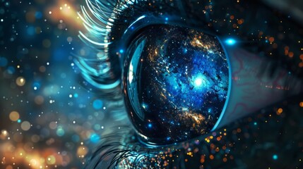 AI as an eye in space exploration scanning the cosmos through a telescope lens for knowledge enhancement