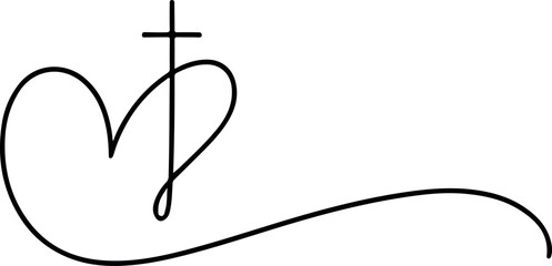 Christian vector with cross and heart symbol