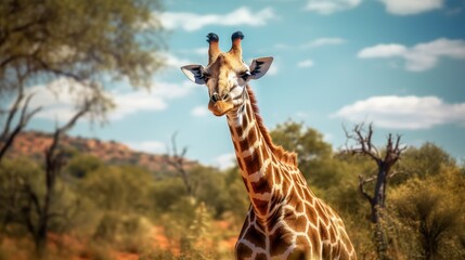 Obraz premium Giraffe Portrait in the African Savanna