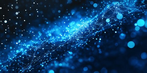 Luminous blue network connection with sparkling dots background. Based on Generative AI