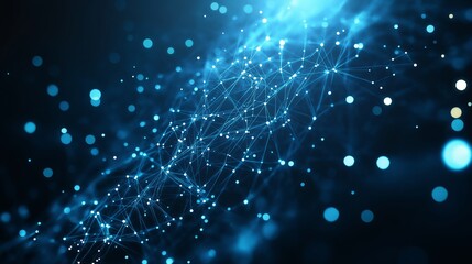 Obraz premium Luminous blue network connection with sparkling dots background. Based on Generative AI