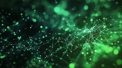 Luminous green network connection with sparkling dots background. Based on Generative AI