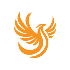 awesome flying phoenix logo vector