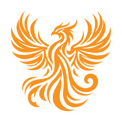 awesome flying phoenix logo vector