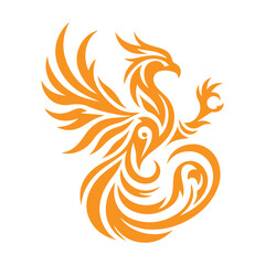 awesome flying phoenix logo vector