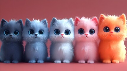 Fototapeta premium Adorable Virtual Pets with Unique Flat Design for the Metaverse