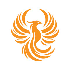 awesome flying phoenix logo vector