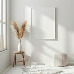 White Scandinavian farmhouse  mockup interior background	
