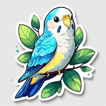 recommend clip art: Blue and Yellow Budgie on a Branch