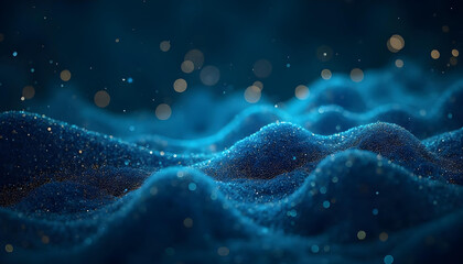 Deep blue tidal effect with aroused shape with bokeh effect, technology tech background