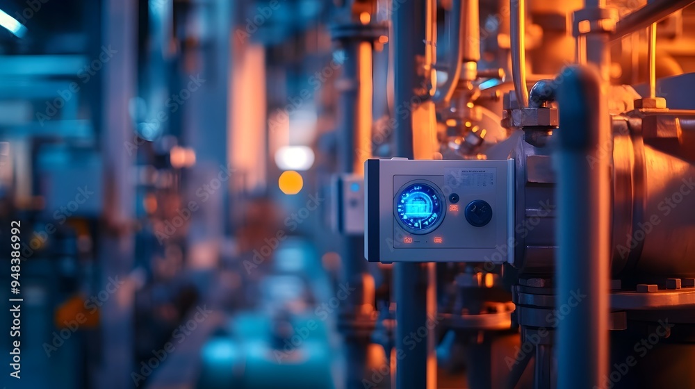 Poster photograph showcasing a smart factory s iot sensors monitoring and optimizing energy consumption for