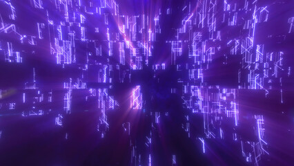 Fototapeta premium Abstract glowing energy futuristic purple hi-tech abstract background made of lines and computer stripes