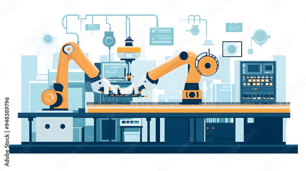 Poster photograph showcasing an iot driven automated production line in a smart factory