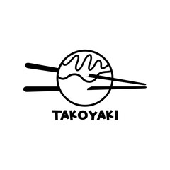 Delicious Japanese takoyaki logo vector illustration template black and white