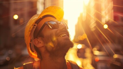 Construction Worker Smiling in the Sunshine