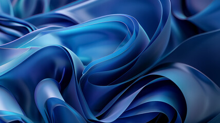 Fototapeta premium dark blue and cyan gradient iridescent 3D ribbon running through it, creating a sleek and modern abstract design. The colors blend elegantly for a striking visual effect.