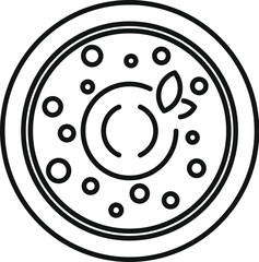 Simple line drawing of a bowl of soup with a garnish, perfect for representing soup on menus or recipe websites