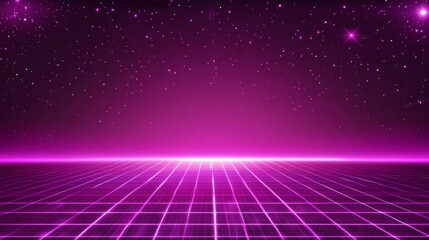 A retro sci-fi background. A futuristic skyline of the 1980's. Digital cyber surface, suitable for retro design.