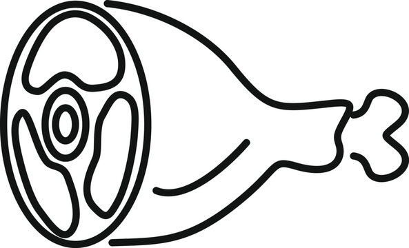 recommend clip art: Simple line drawing of a pork ham leg displaying the cross section of the meat