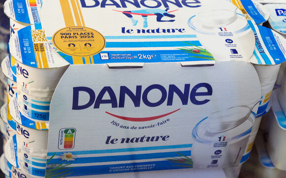 Danone Natural yogurt. Danone is multinational food products corporation based in Paris.